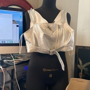 Silver faux crop top ?